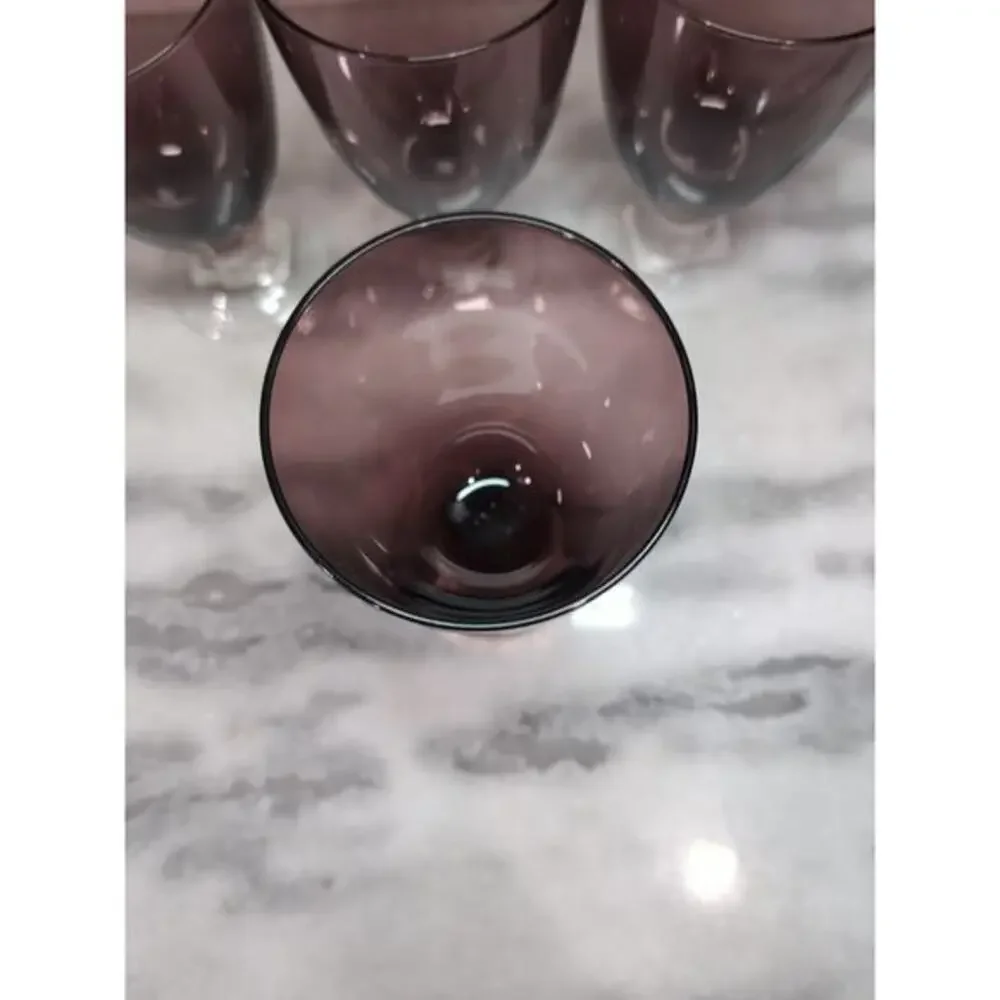 Dansk Crystal Madras‎ Goblets Set, Amethyst Purple Iced Tea Glassware, Set of 4